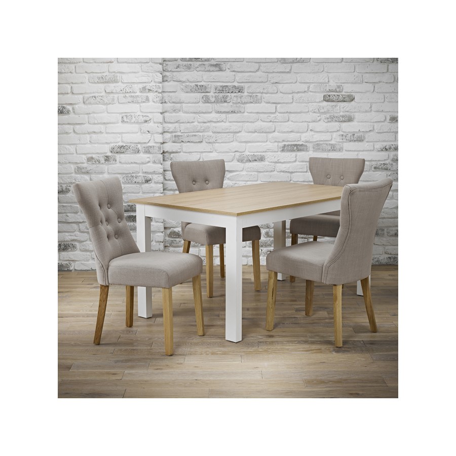 Set of 2 Beige Fabric Dining Chairs - Naples