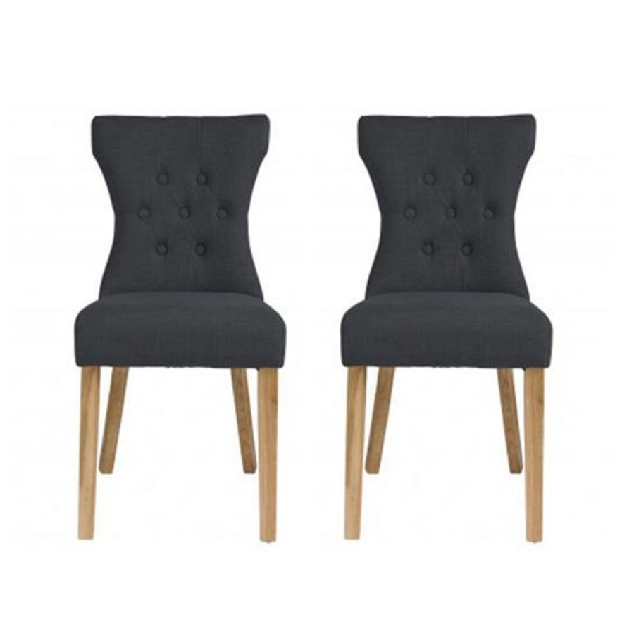 GRADE A2 - Naples Grey Dining Chairs with Oak Legs - 1 x Pair
