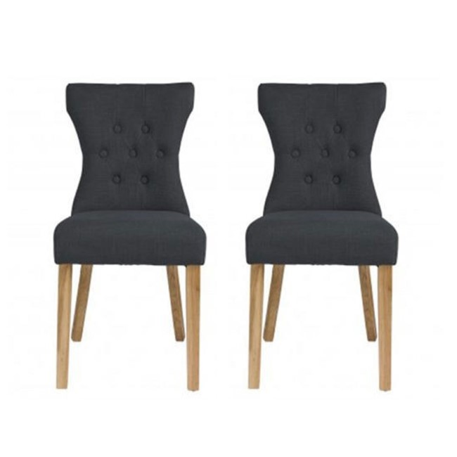 GRADE A2 - Naples Grey Dining Chairs with Oak Legs - 1 x Pair