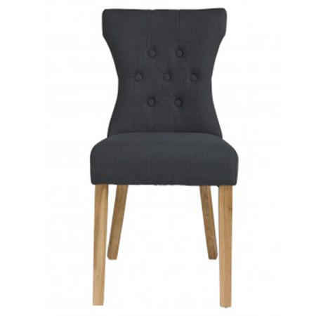 GRADE A2 - Naples Grey Dining Chairs with Oak Legs - 1 x Pair