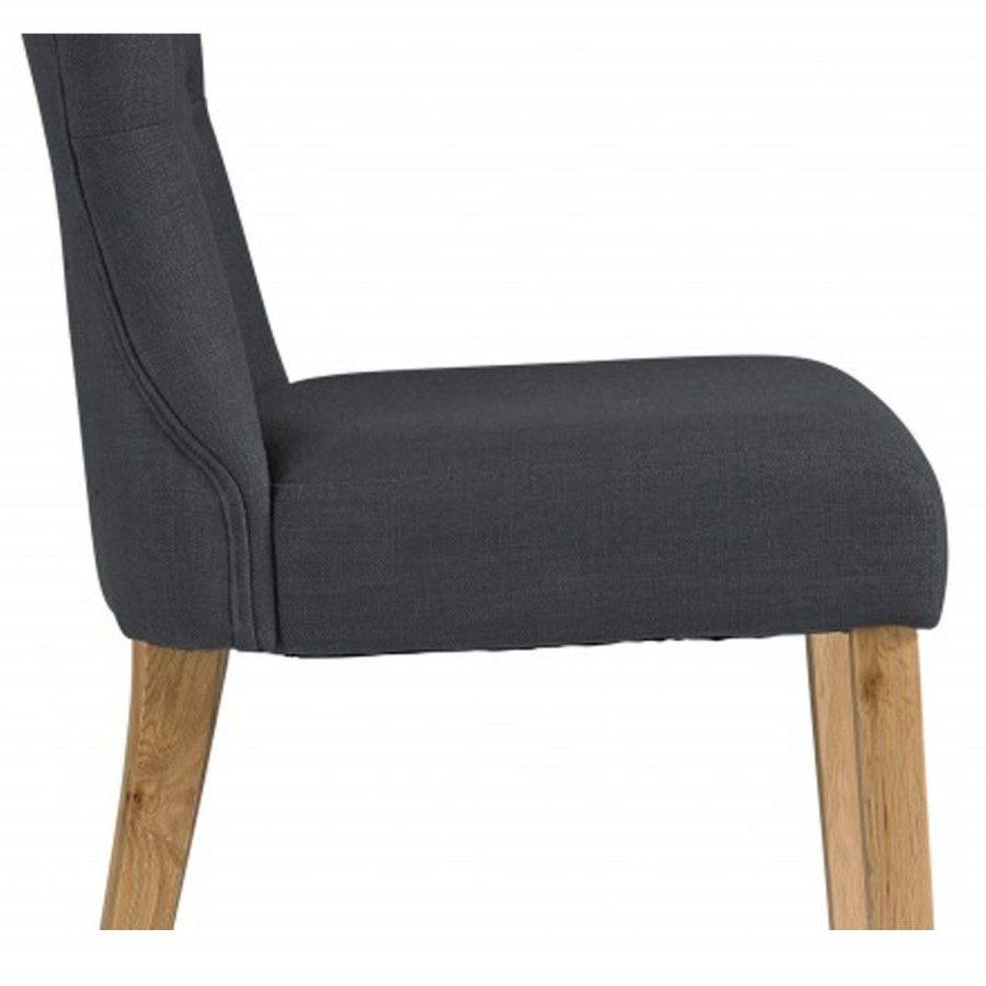 GRADE A2 - Naples Grey Dining Chairs with Oak Legs - 1 x Pair