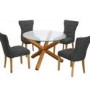 GRADE A2 - Naples Grey Dining Chairs with Oak Legs - 1 x Pair