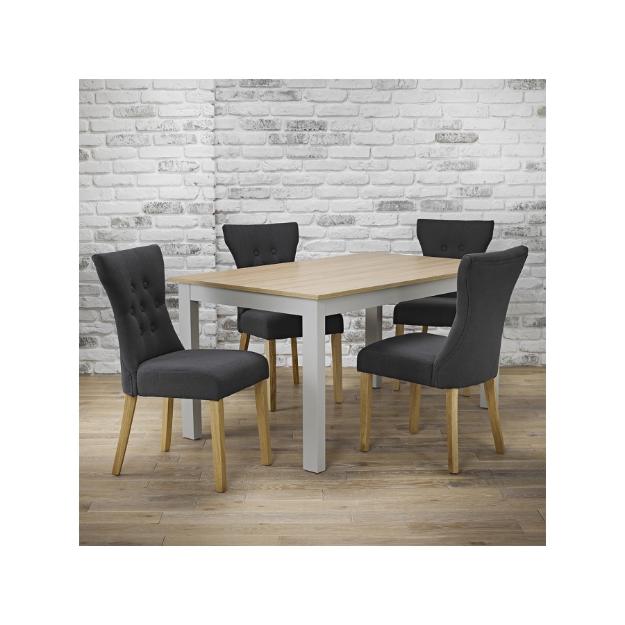 GRADE A2 - Naples Grey Dining Chairs with Oak Legs - 1 x Pair