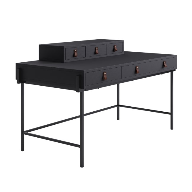 Black Wood Desk with Drawers - Indy