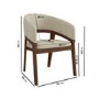 Round Walnut Dining Table Set with 4 Beige Upholstered Chairs - Seats 4 - Owen