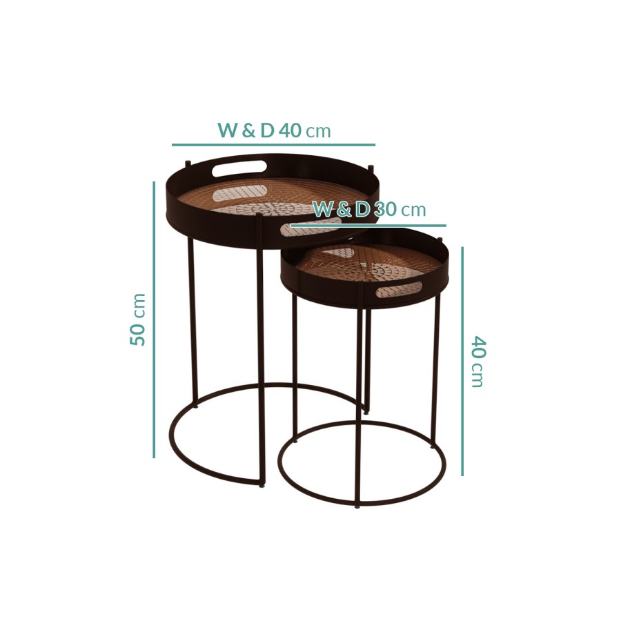 GRADE A1 - Tray Top Nesting Tables in Bronze - Set of 2 - Nea