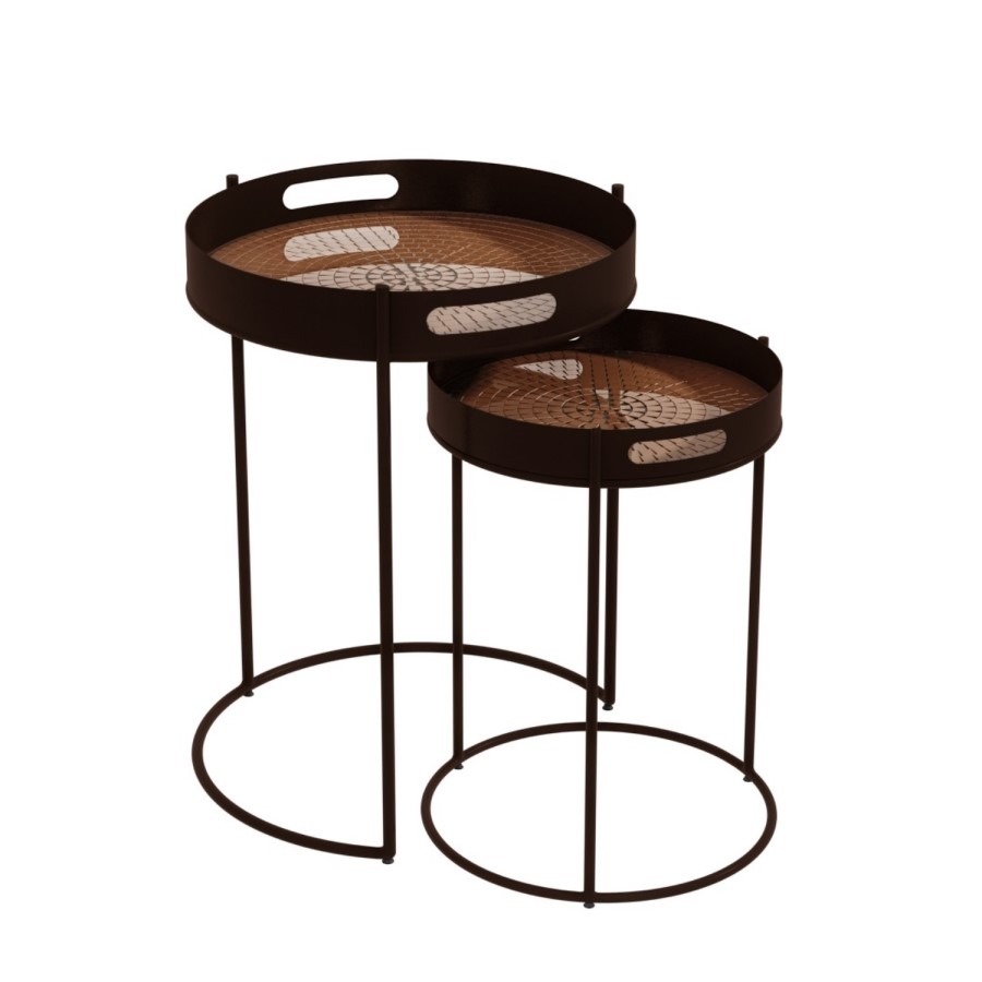 GRADE A1 - Tray Top Nesting Tables in Bronze - Set of 2 - Nea