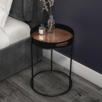 Nea Bronze Mosaic Tray Top Bedside Table