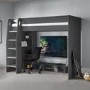 Grey High sleeper Gaming Bed With Desk and Storage - Nebula