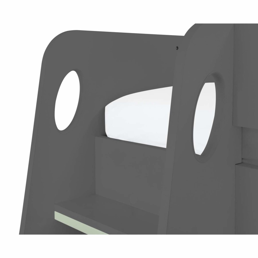 Grey High sleeper Gaming Bed With Desk and Storage - Nebula