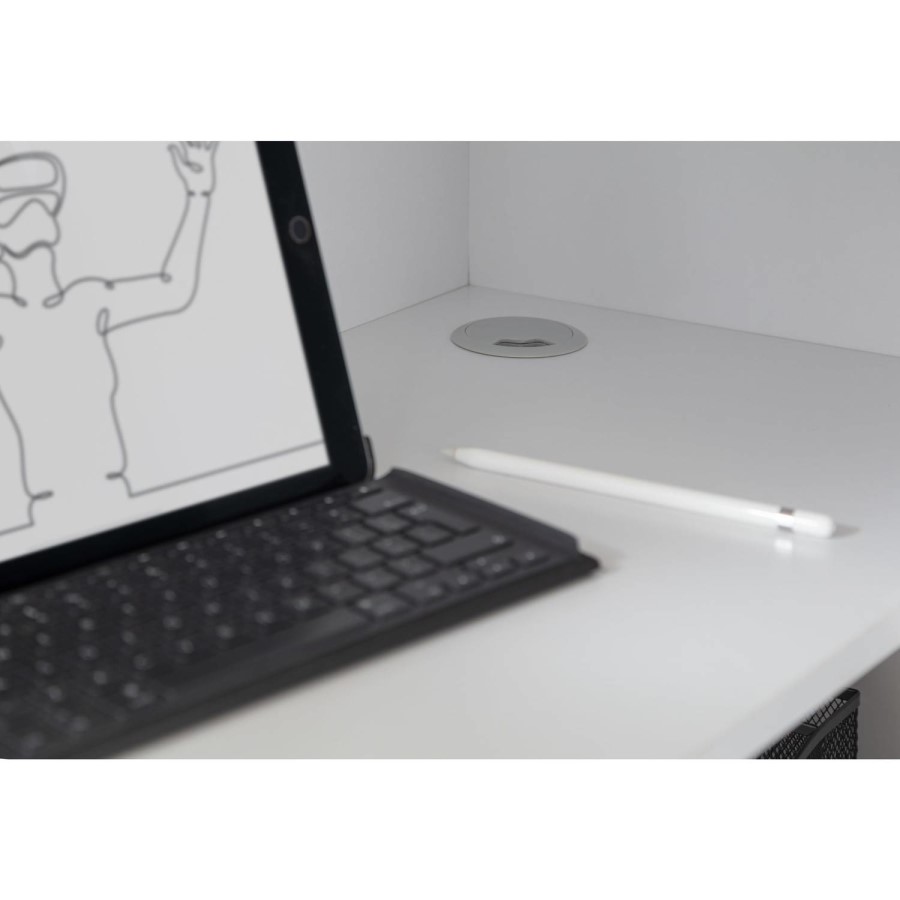 White High sleeper Gaming Bed With Desk and Storage - Nebula