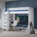 NEB002 White High sleeper Gaming Bed With Desk and Storage - Nebula
