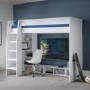 White High sleeper Gaming Bed With Desk and Storage - Nebula