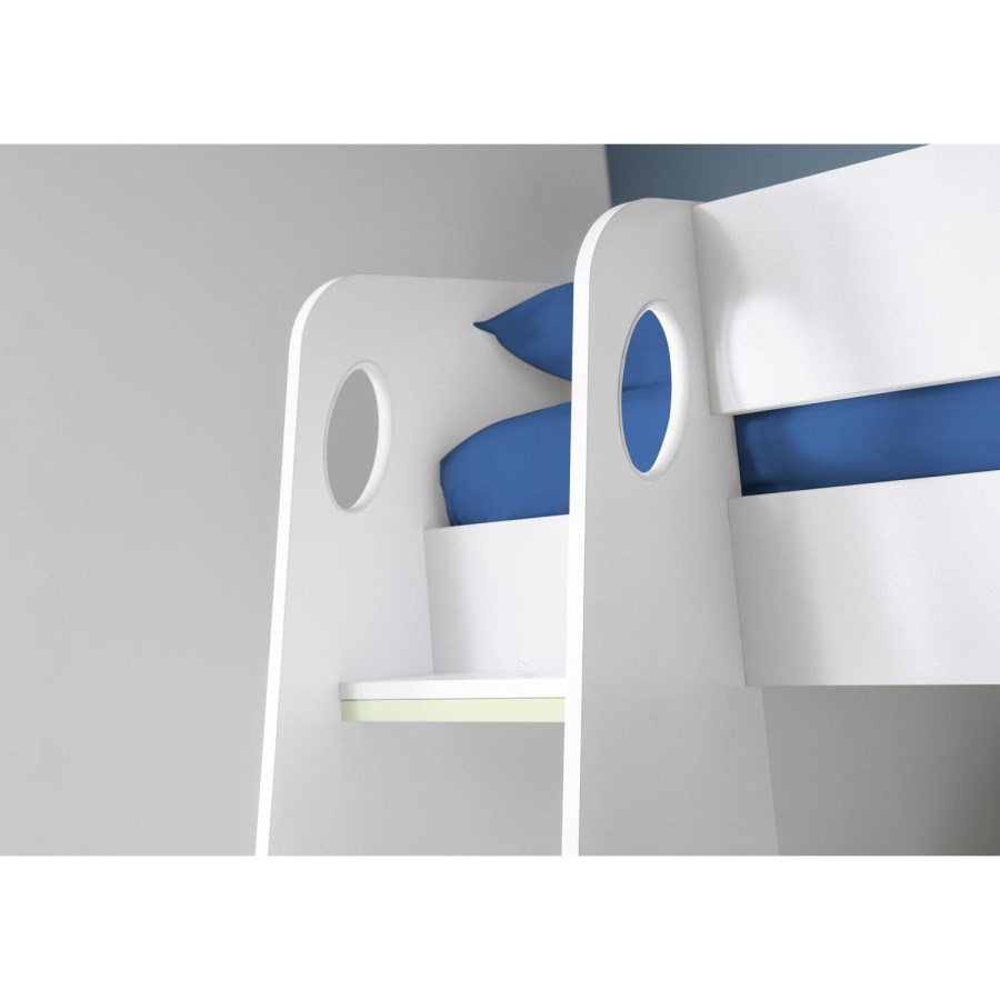 White High sleeper Gaming Bed With Desk and Storage - Nebula