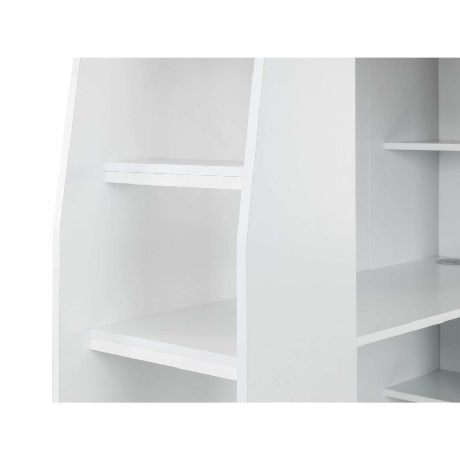 White High sleeper Gaming Bed With Desk and Storage - Nebula