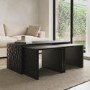 ALMOST PERFECT - Rectangular Black Solid Mango Wood Nest of 3 Coffee Tables - Neesha