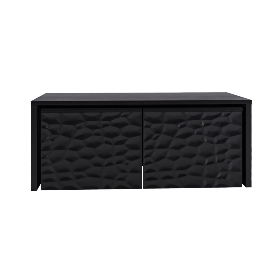 ALMOST PERFECT - Rectangular Black Solid Mango Wood Nest of 3 Coffee Tables - Neesha