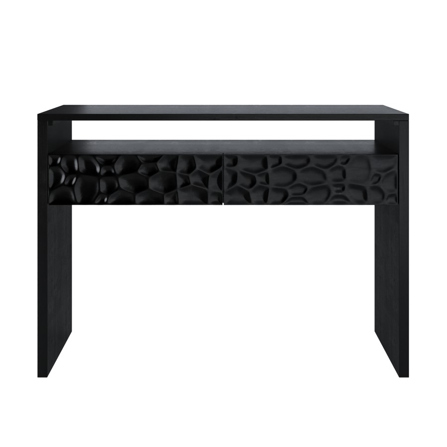 Black Solid Mango Wood Console Table with 2 Drawers - Neesha - Furniture123