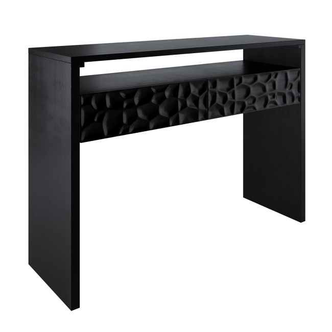 Black Solid Mango Wood Console Table with 2 Drawers - Neesha