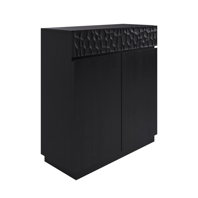 Small Black Textured Solid Mango Wood Sideboard - Neesha