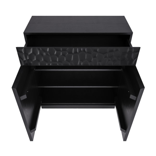 Small Black Textured Solid Mango Wood Sideboard - Neesha