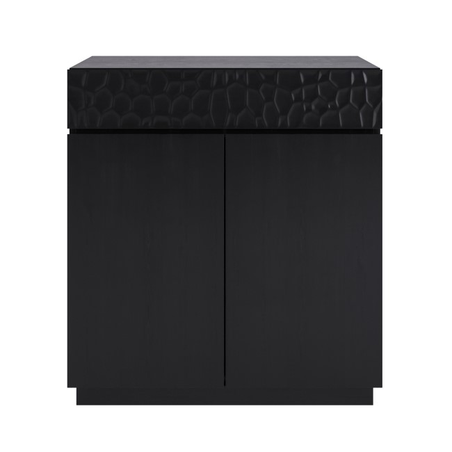 Small Black Textured Solid Mango Wood Sideboard - Neesha