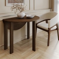 Small Round Walnut Folding Drop Leaf Extendable Dining Table - Seats 2 - 4 - Nell