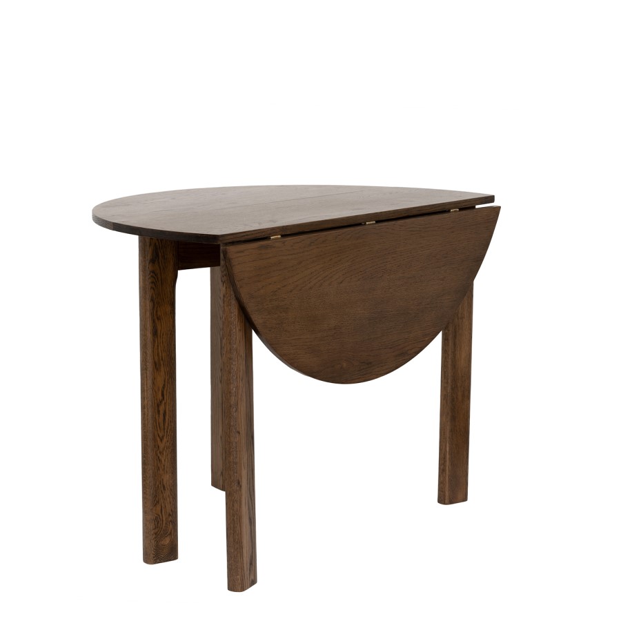 Small Round Walnut Folding Drop Leaf Extendable Dining Table - Seats 2 - 4 - Nell