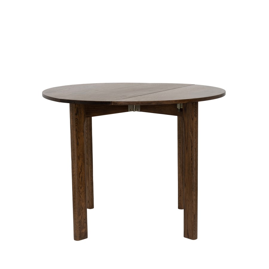 Small Round Walnut Folding Drop Leaf Extendable Dining Table - Seats 2 - 4 - Nell
