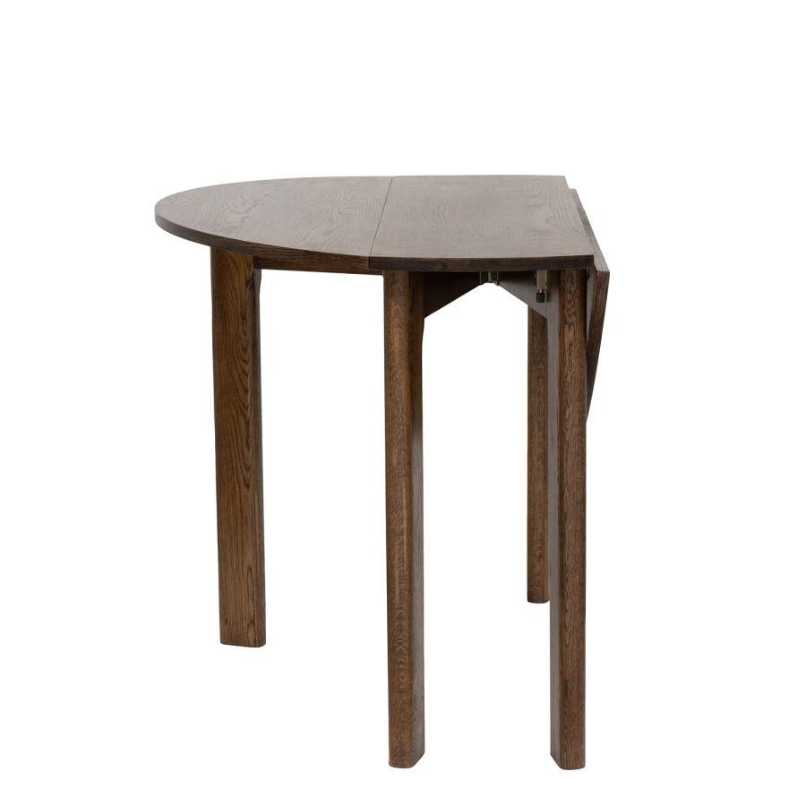 Small Round Walnut Folding Drop Leaf Extendable Dining Table - Seats 2 - 4 - Nell