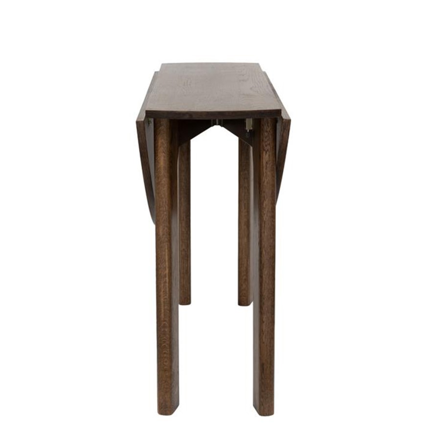 Small Round Walnut Folding Drop Leaf Extendable Dining Table - Seats 2 - 4 - Nell