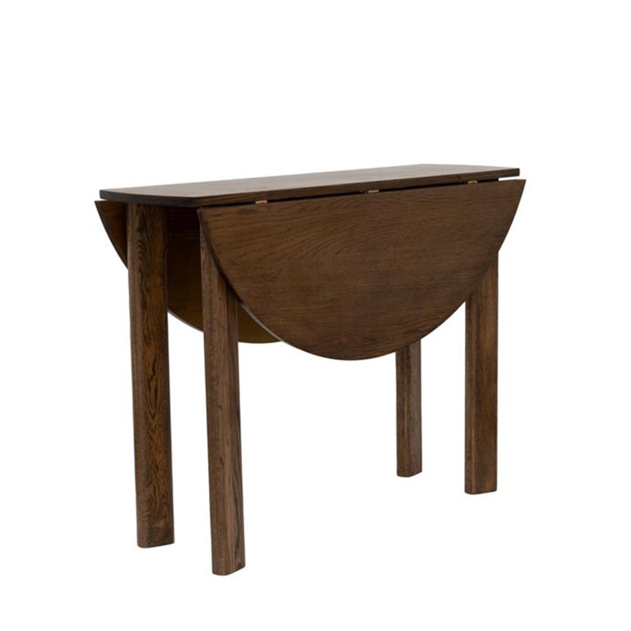 Small Round Walnut Folding Drop Leaf Extendable Dining Table - Seats 2 - 4 - Nell