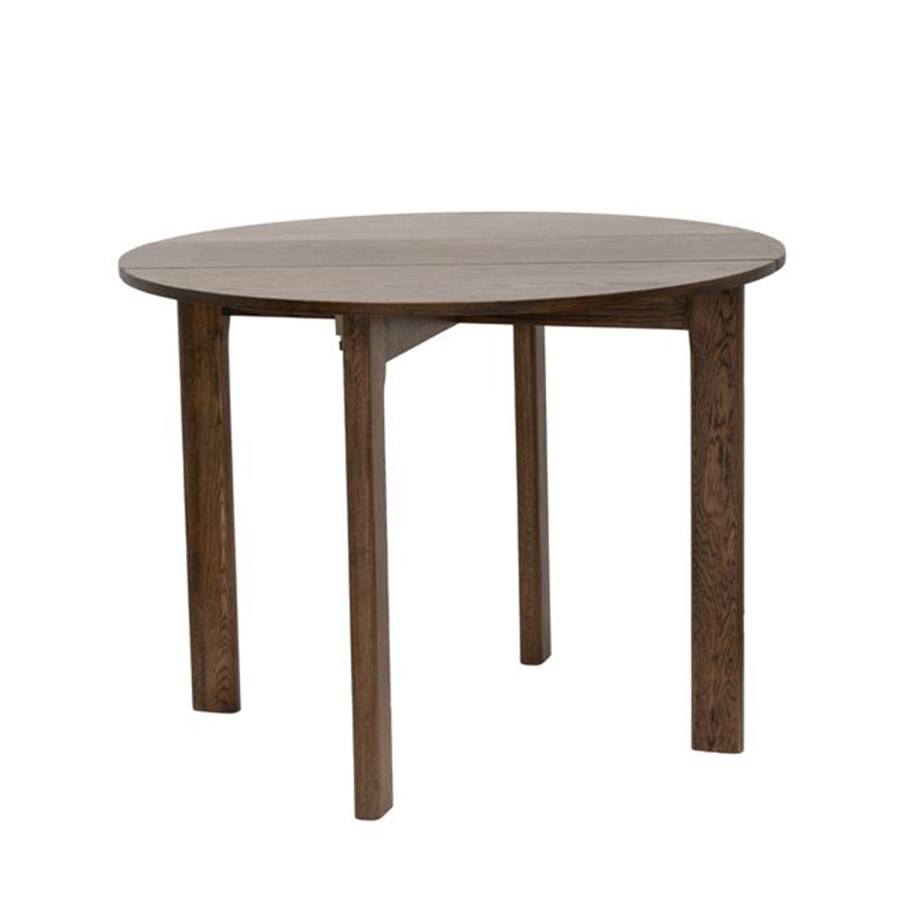 Small Round Walnut Folding Drop Leaf Extendable Dining Table - Seats 2 - 4 - Nell