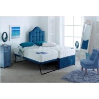 Single Guest Bed with Trundle and Mattresses in Blue - Maestro - Bedmaster