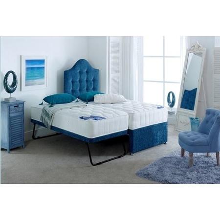 Single Guest Bed with Trundle and Mattresses in Blue - Maestro - Bedmaster