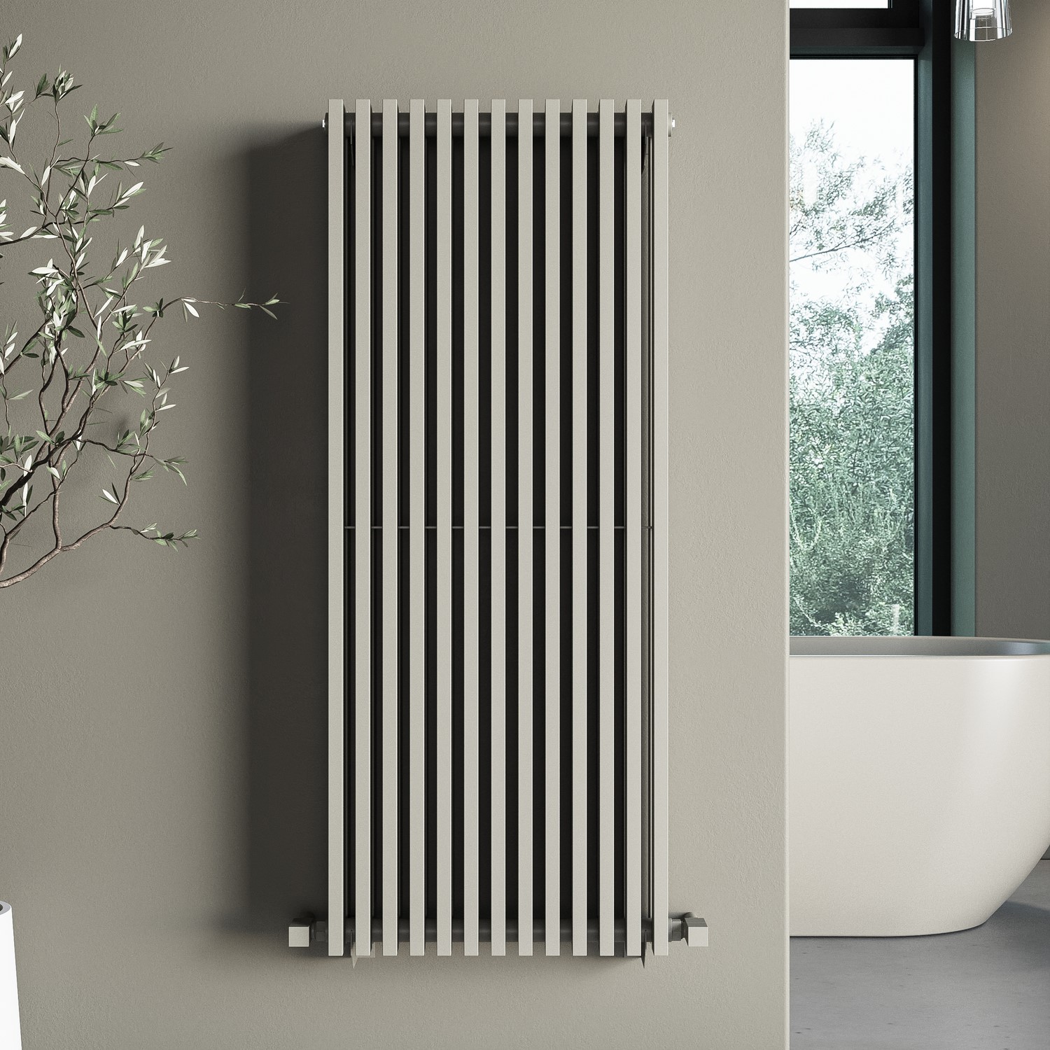 Beige Vertical Double Panel Radiator 1200 x 500mm - Nevada - Furniture123