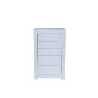 Vida Living Newport 5 Drawer Tall Chest in White Gloss