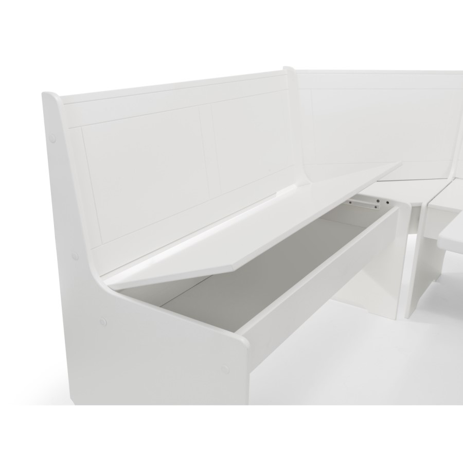 White Corner Dining Set with a Matching Bench - Newport