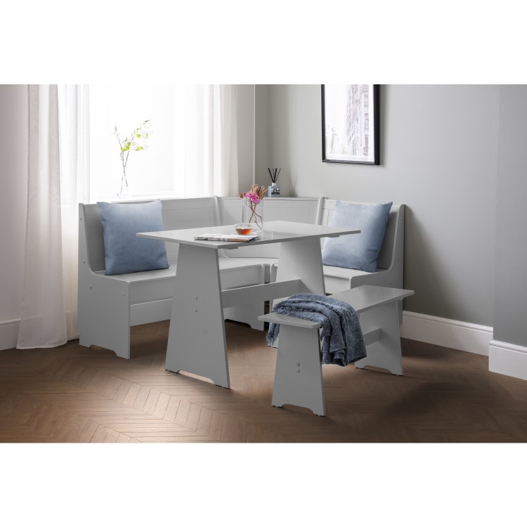 Light Grey Wooden Corner Dining Set with a Bench - Seats 5 - Newport