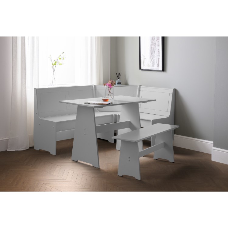 Light Grey Wooden Corner Dining Set with a Bench - Seats 5 - Newport