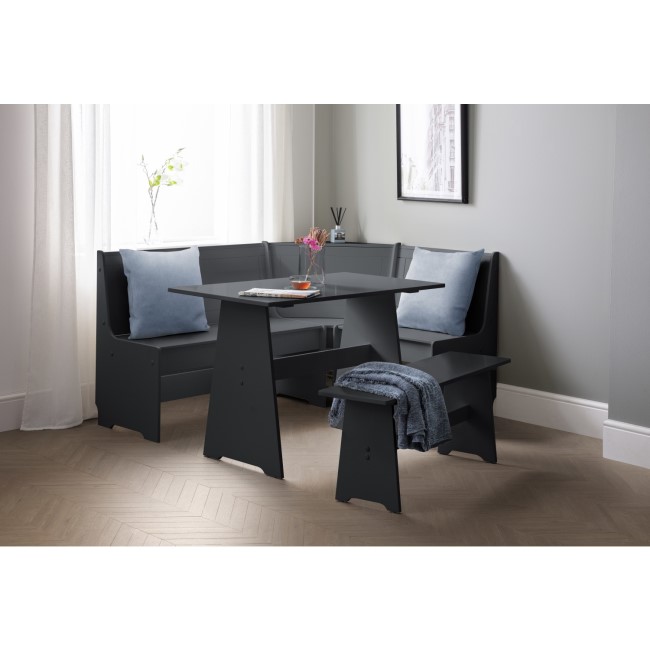 Dark Grey Wooden Corner Dining Set with a Bench - Seats 5 - Newport