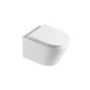 Matt White Wall Hung Toilet with Soft Close Toilet Seat, Brushed Bronze Pneumatic Flush Plate, 820mm Frame & Cistern - Newport