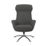 GRADE A1 - Grey Fabric Swivel Lounge Chair with Footstool - Nexo