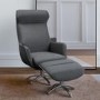 Grey Fabric Swivel Recliner Chair with Footstool - Nexo