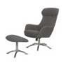 GRADE A1 - Grey Fabric Swivel Lounge Chair with Footstool - Nexo