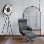 GRADE A1 - Grey Fabric Swivel Lounge Chair with Footstool - Nexo