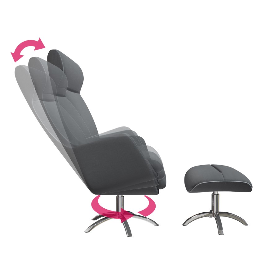 GRADE A1 - Grey Fabric Swivel Lounge Chair with Footstool - Nexo