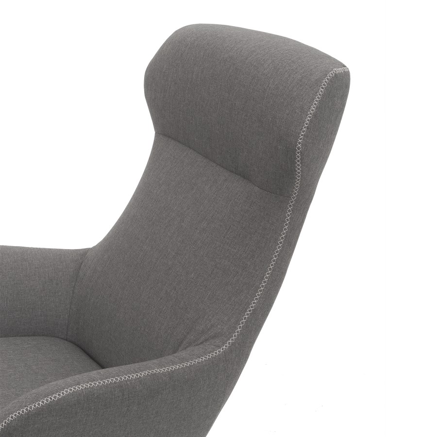 GRADE A1 - Grey Fabric Swivel Lounge Chair with Footstool - Nexo