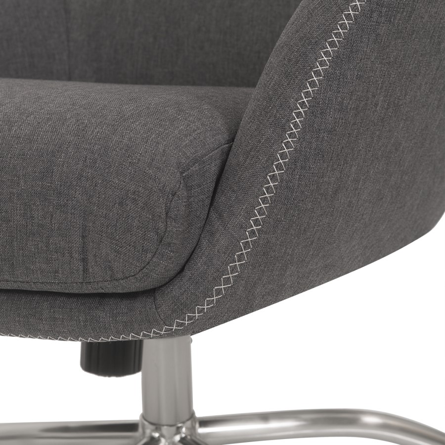 GRADE A1 - Grey Fabric Swivel Lounge Chair with Footstool - Nexo