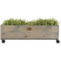 Extra Large Light Green Wooden Planter on Wheels - Garden